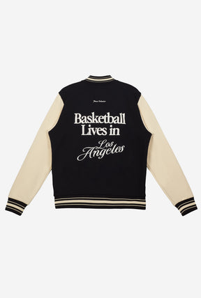 Basketball Lives in Los Angeles Letterman Jacket - Black/Cream