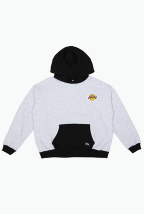 Los Angeles Lakers Colour Block Heavyweight Hoodie - Schwarz/Grau meliert