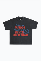 Live On The Edge Cropped Pigment Dye T-Shirt - Black