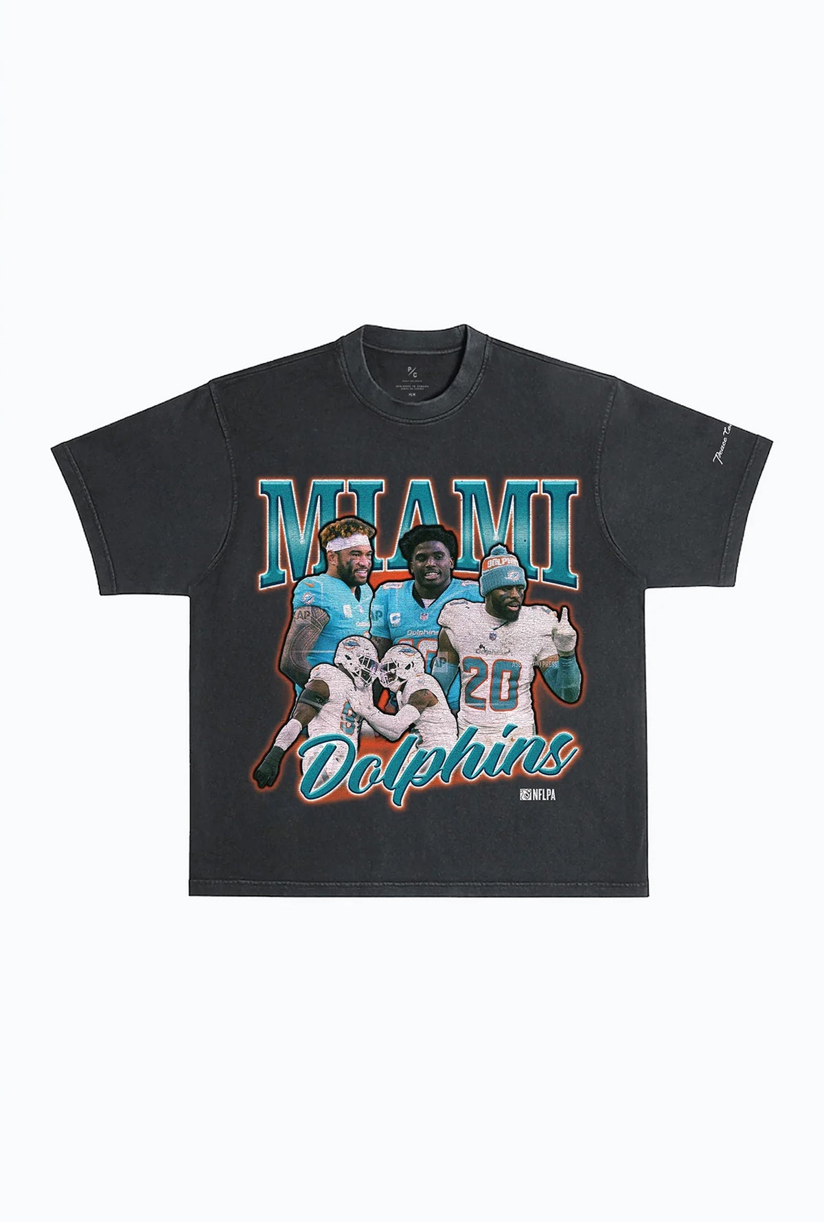Miami Dolphins Vintage Heavyweight T-Shirt - Off Black