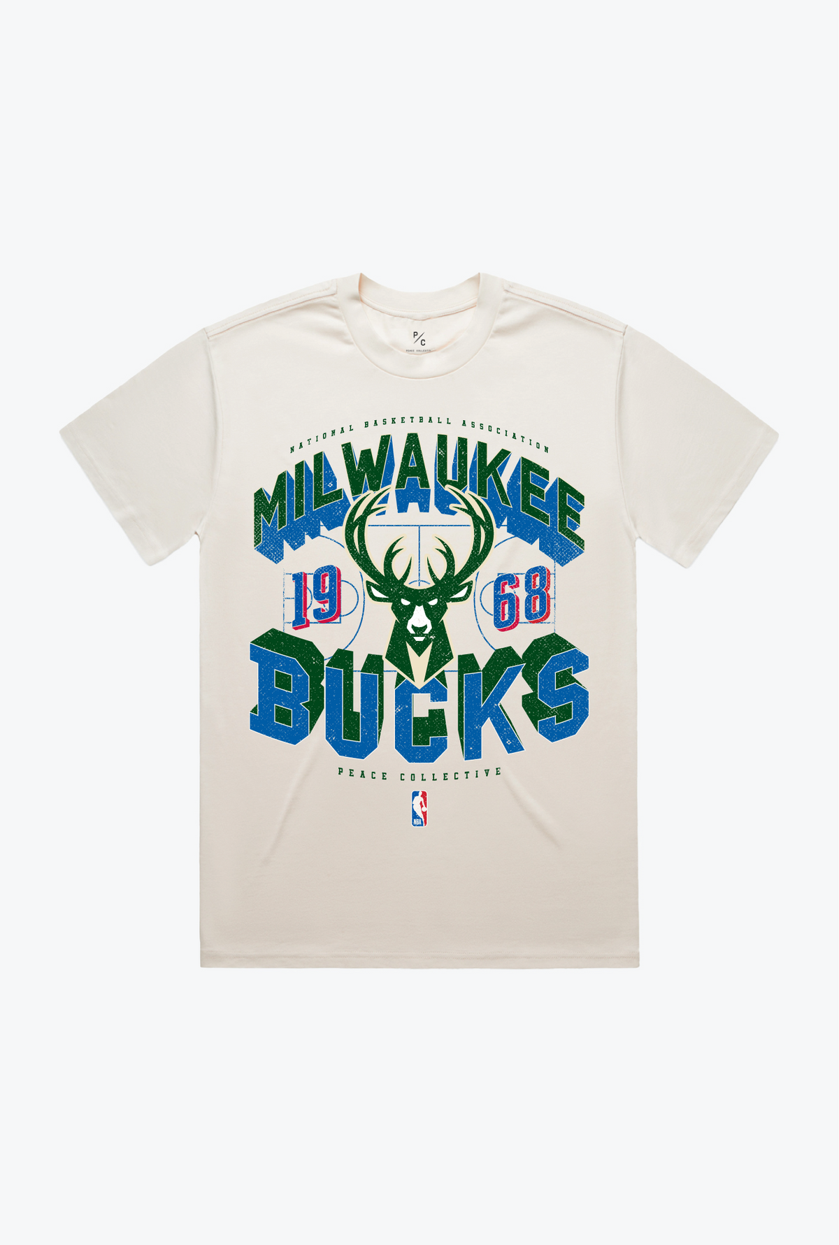 Milwaukee Bucks Court Premium T-Shirt - Ivory