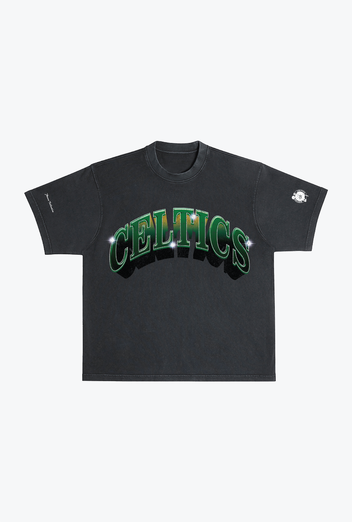 Boston Celtics Graffiti Pigment Dye Heavyweight T-Shirt - Black