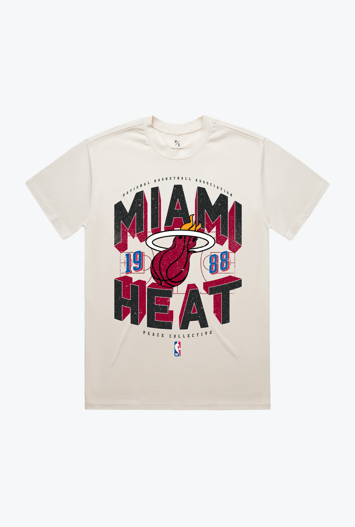 Miami Heat Court Premium T-Shirt - Ivory