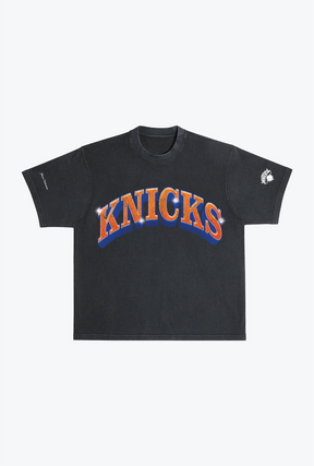 New York Knicks Graffiti Pigment Dye Heavyweight T-Shirt - Black