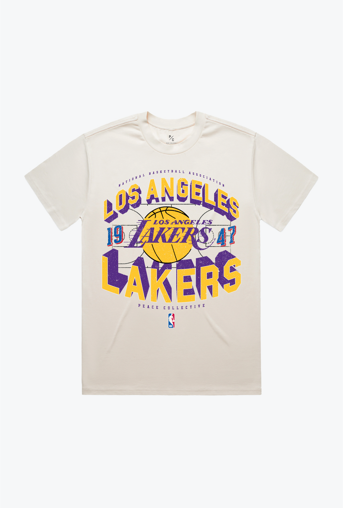 Los Angeles Lakers Court Premium T-Shirt - Ivory