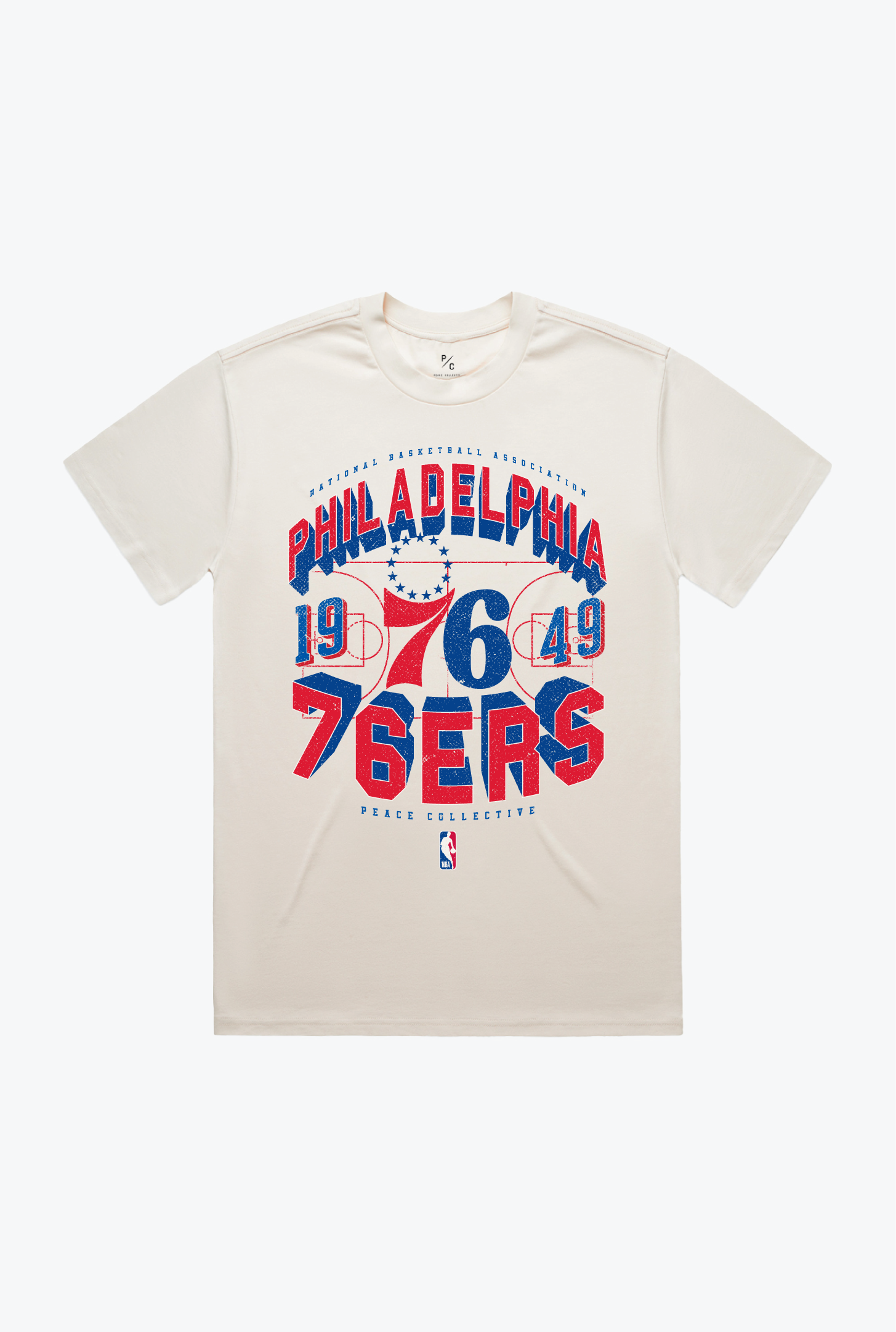 Philadelphia 76ers Court Premium T-Shirt - Ivory