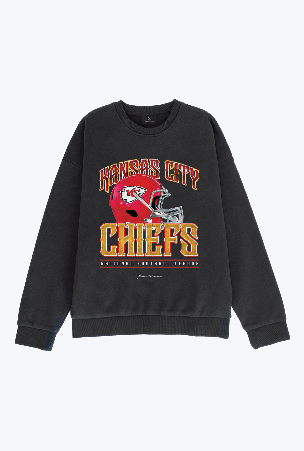 Kansas City Chiefs Helmet Super Heavy Crewneck - Black