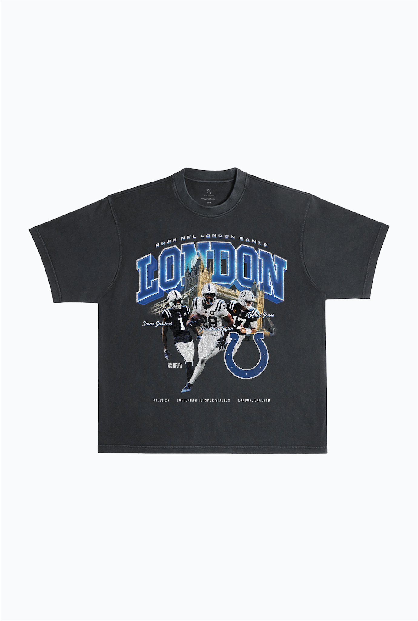 Indianapolis Colts London Heavyweight Garment Dyed T-Shirt - Black