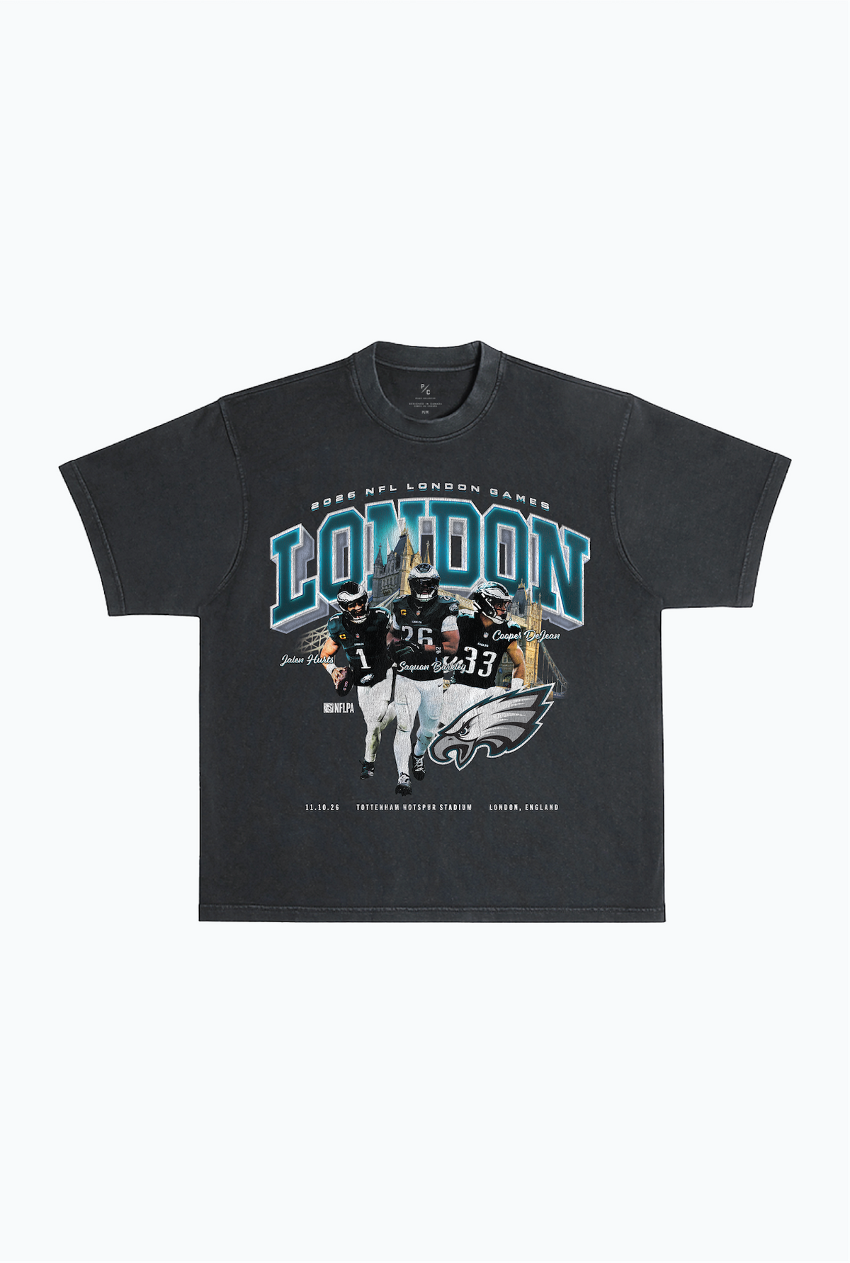 Philadelphia Eagles London Heavyweight Garment Dyed T-Shirt - Black