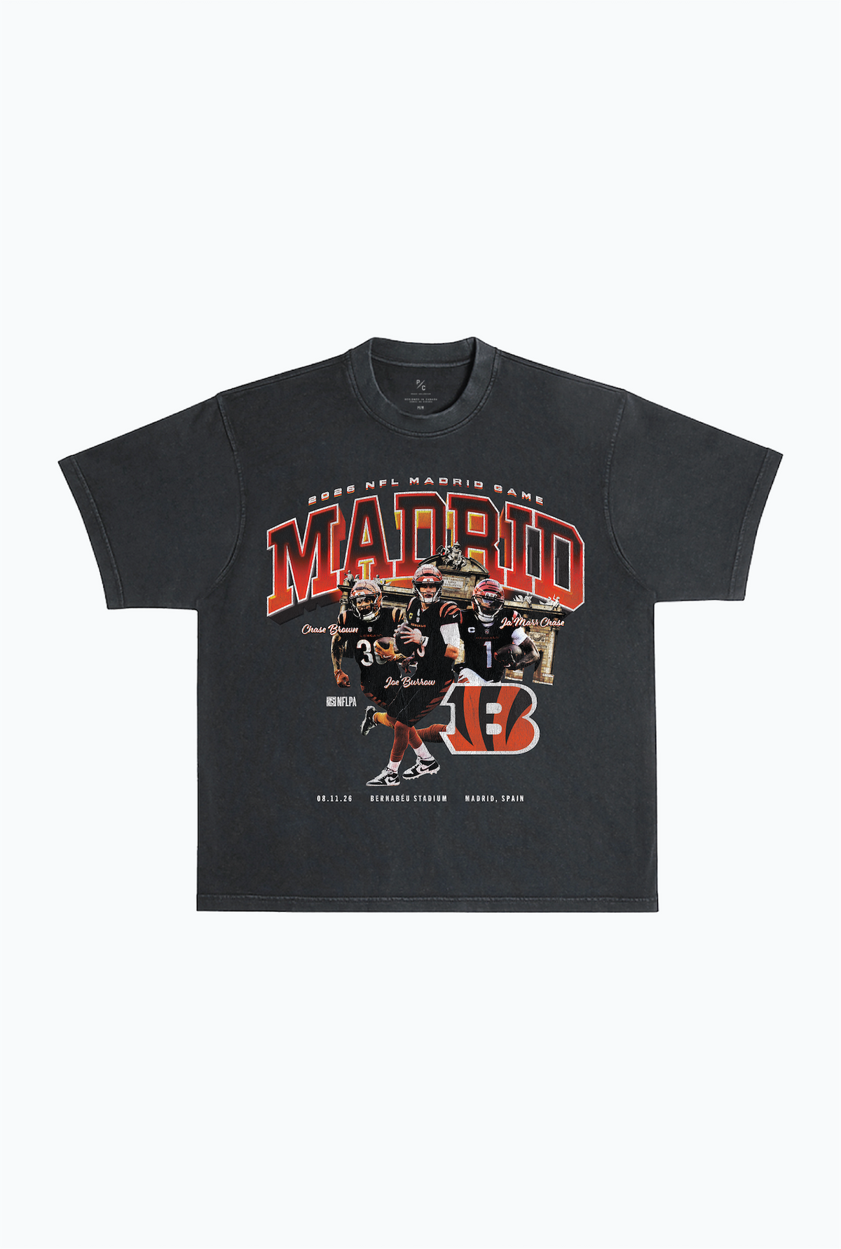 Cincinnati Bengals Madrid Heavyweight Garment Dyed T-Shirt - Black