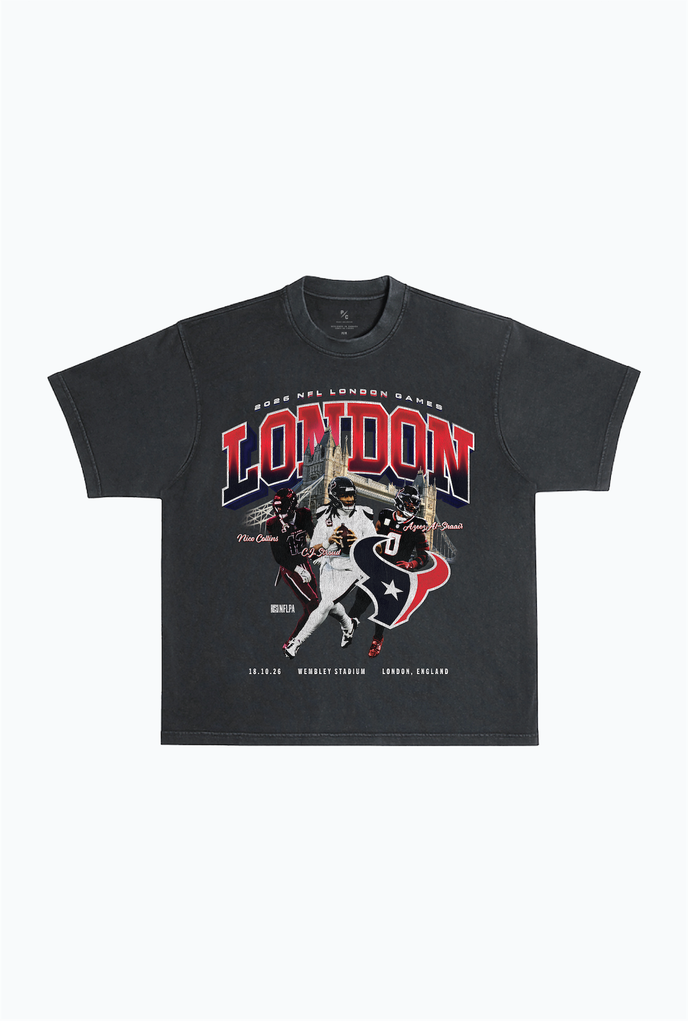 Houston Texans London Heavyweight Garment Dyed T-Shirt - Black