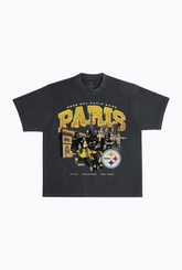 Pittsburgh Steelers Paris Heavyweight Garment Dyed T-Shirt - Black
