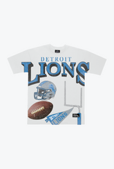 Detroit Lions Vintage Clubhouse Oversized Print Heavyweight T-Shirt - White