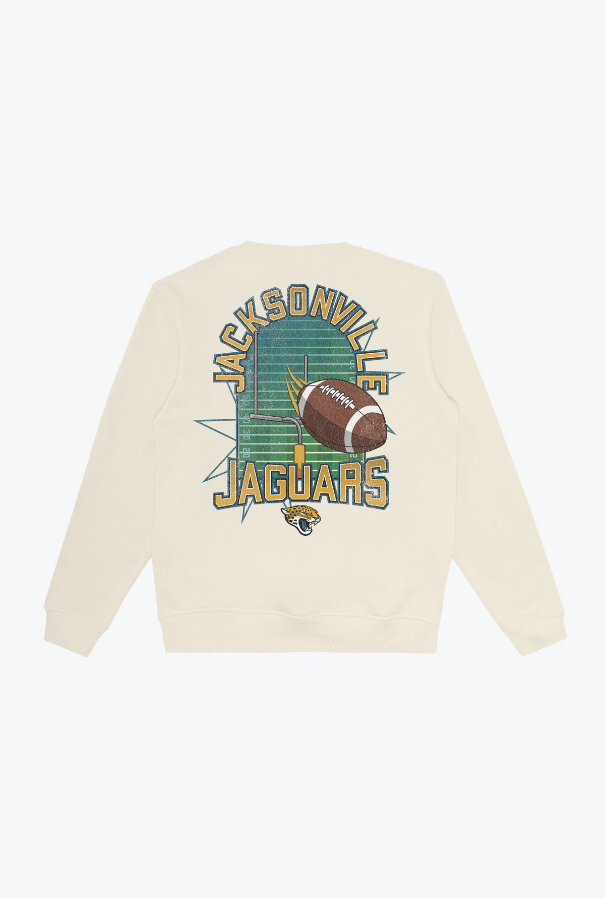 Jacksonville Jaguars Vintage Clubhouse Score Crewneck - Ivory