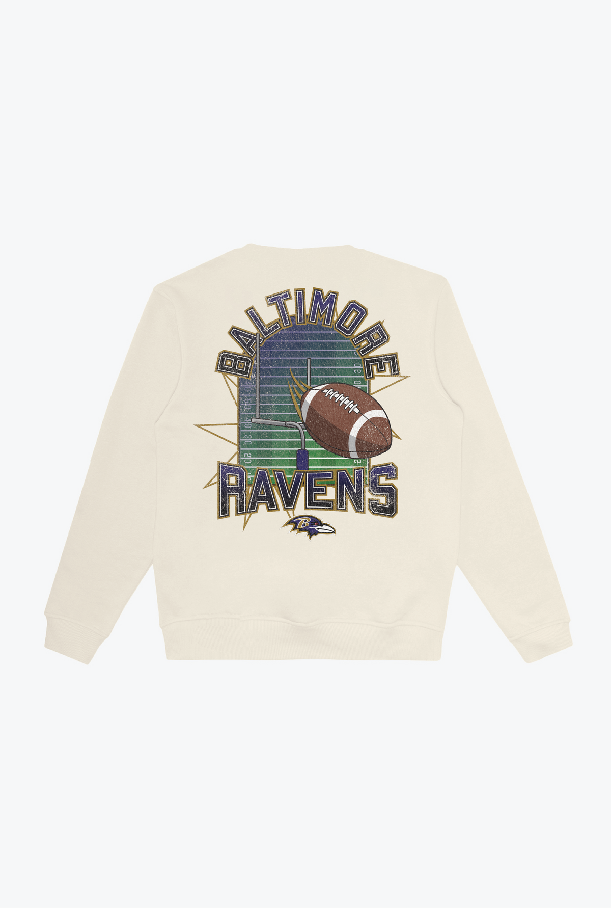 Baltimore Ravens Vintage Clubhouse Score Crewneck - Ivory