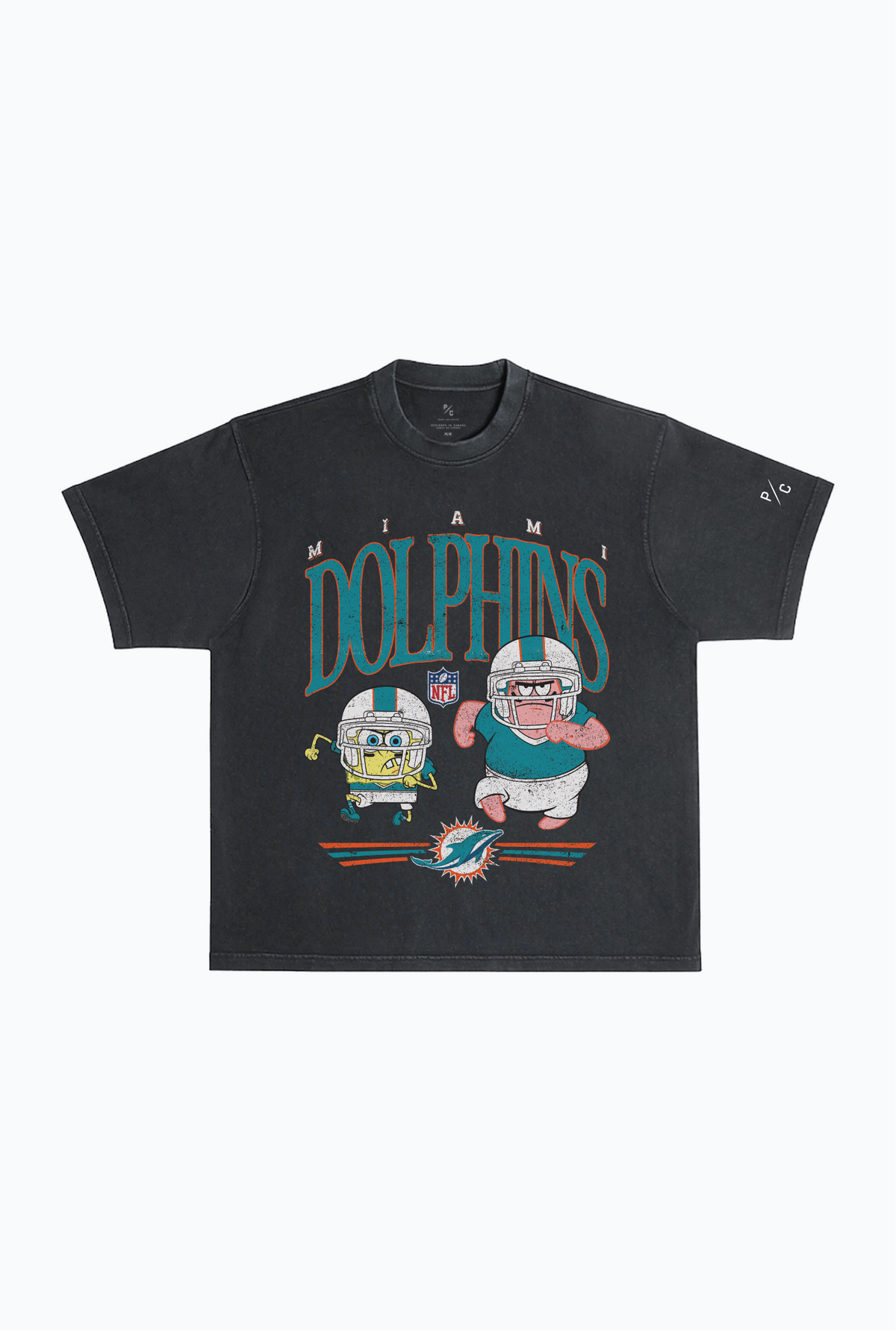 Spongebob & Patrick Rush Heavy Pigment Dye T-Shirt - Miami Dolphins