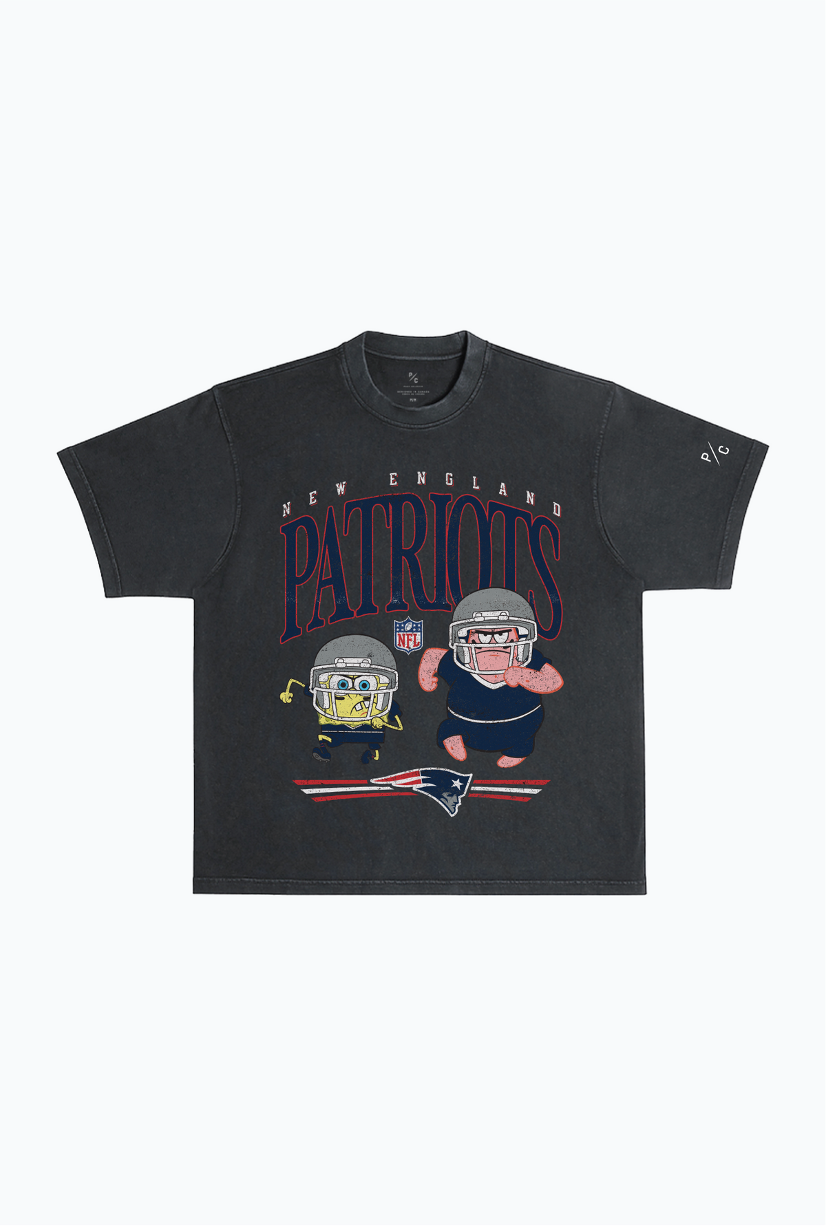 Spongebob & Patrick Rush Heavy Pigment Dye T-Shirt - New England Patriots