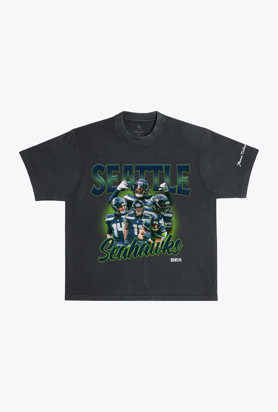 Seattle Seahawks Vintage Heavyweight Garment Dyed T-Shirt - Black