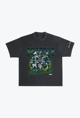Seattle Seahawks Vintage Heavyweight Garment Dyed T-Shirt - Black