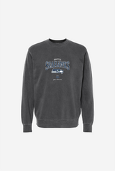 Seattle Seahawks Vintage Embroidered Pigment Dye Crewneck - Black