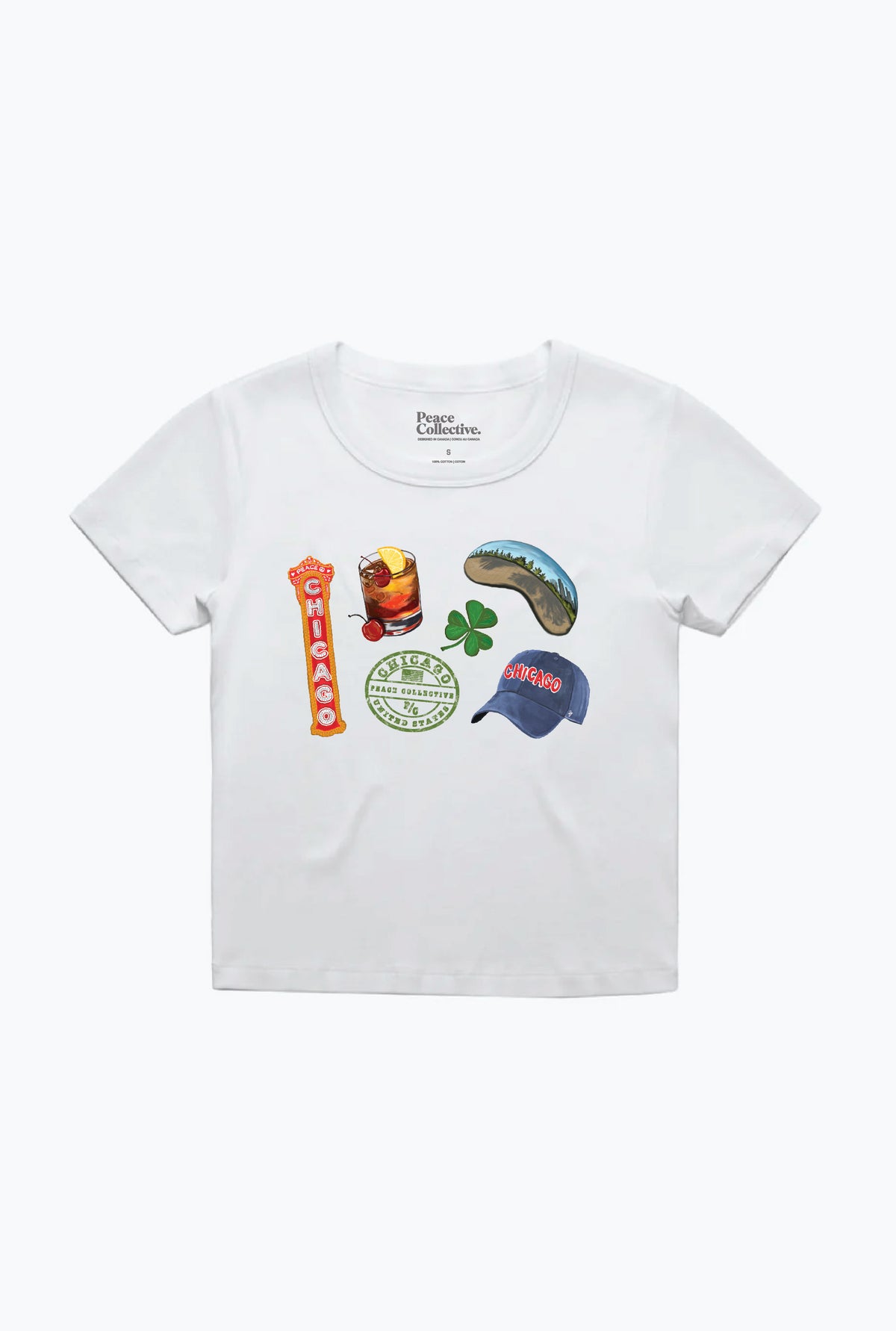 Chicago Destination Icons Baby Tee - White