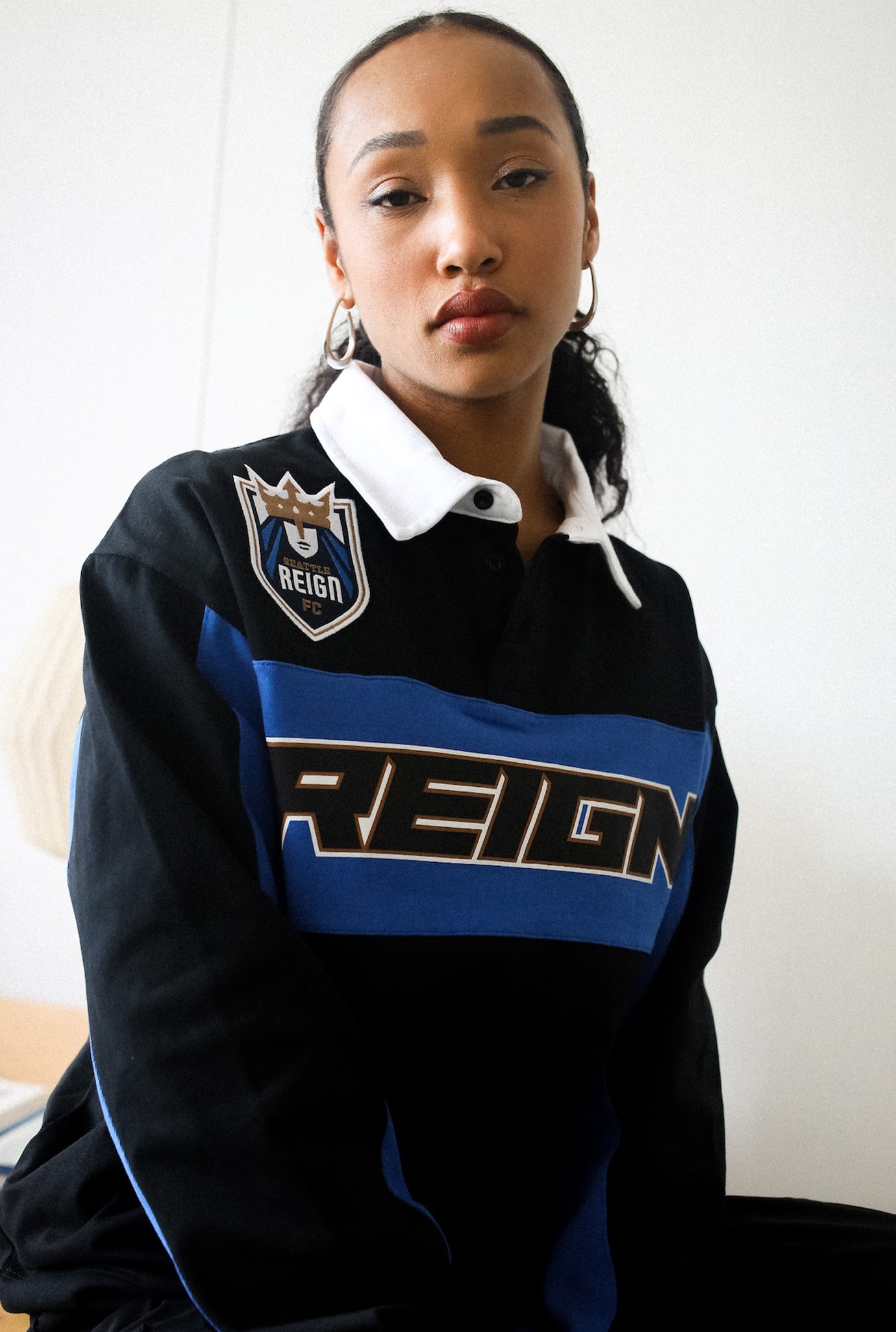 Polo de rugby Seattle Reign FC - Noir/Bleu marine