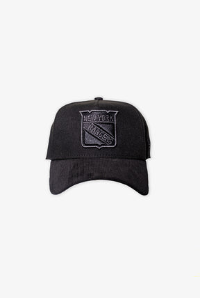 Casquette Snapback 9FORTY en velours côtelé des Rangers de New York - Noir/Noir