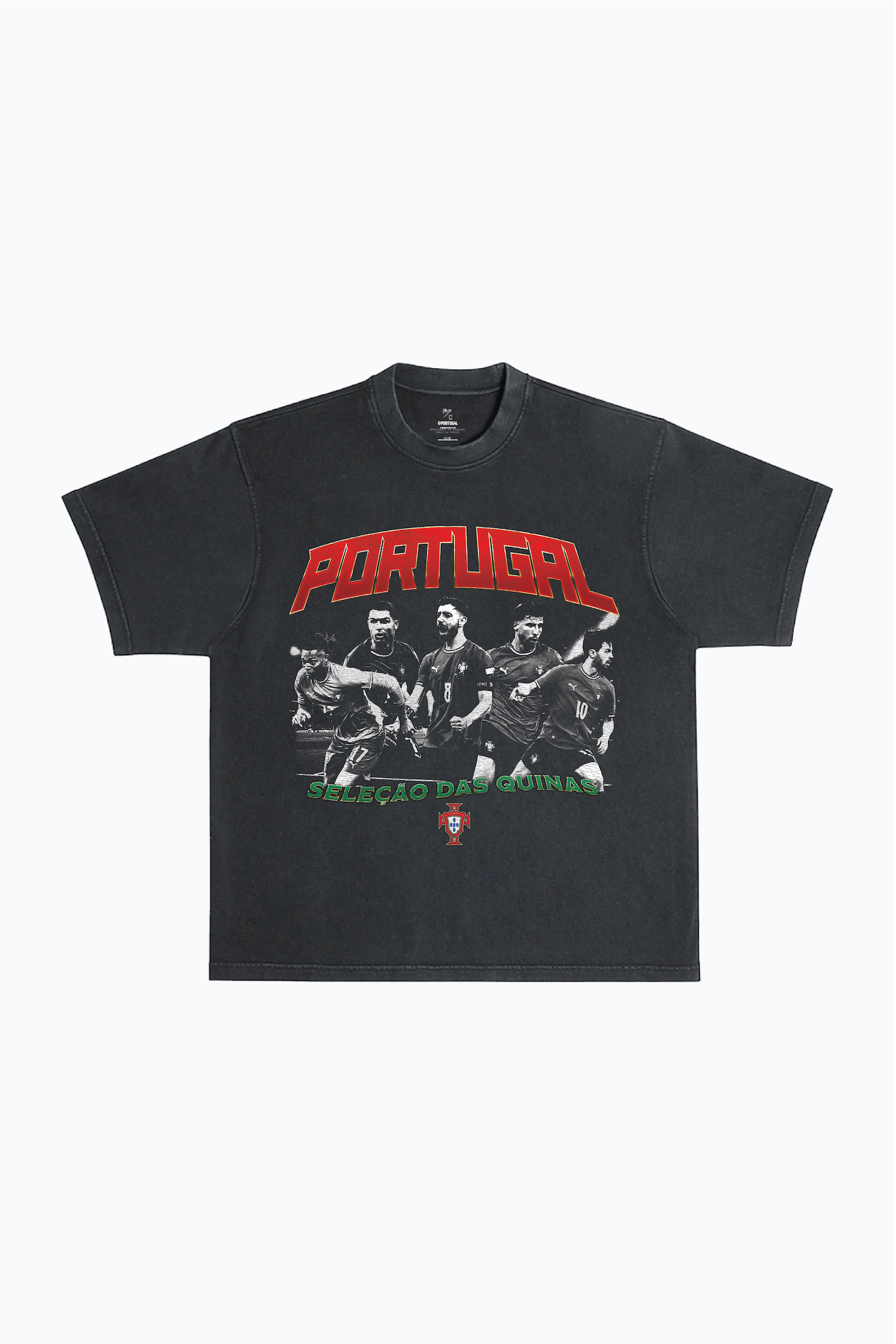 Portugal Team Heavyweight Garment Dyed T-Shirt - Black