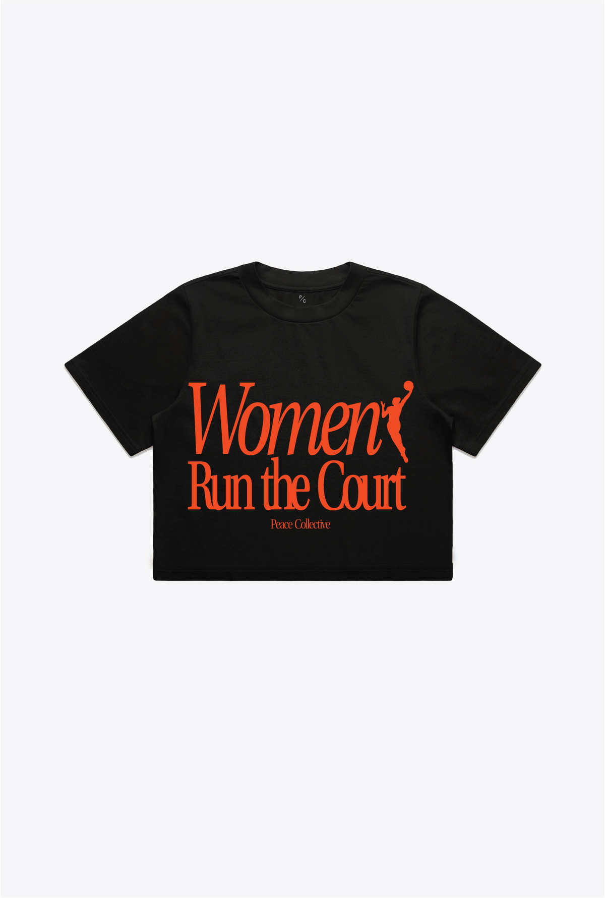 Women Run the Court Cropped Shirt - Black