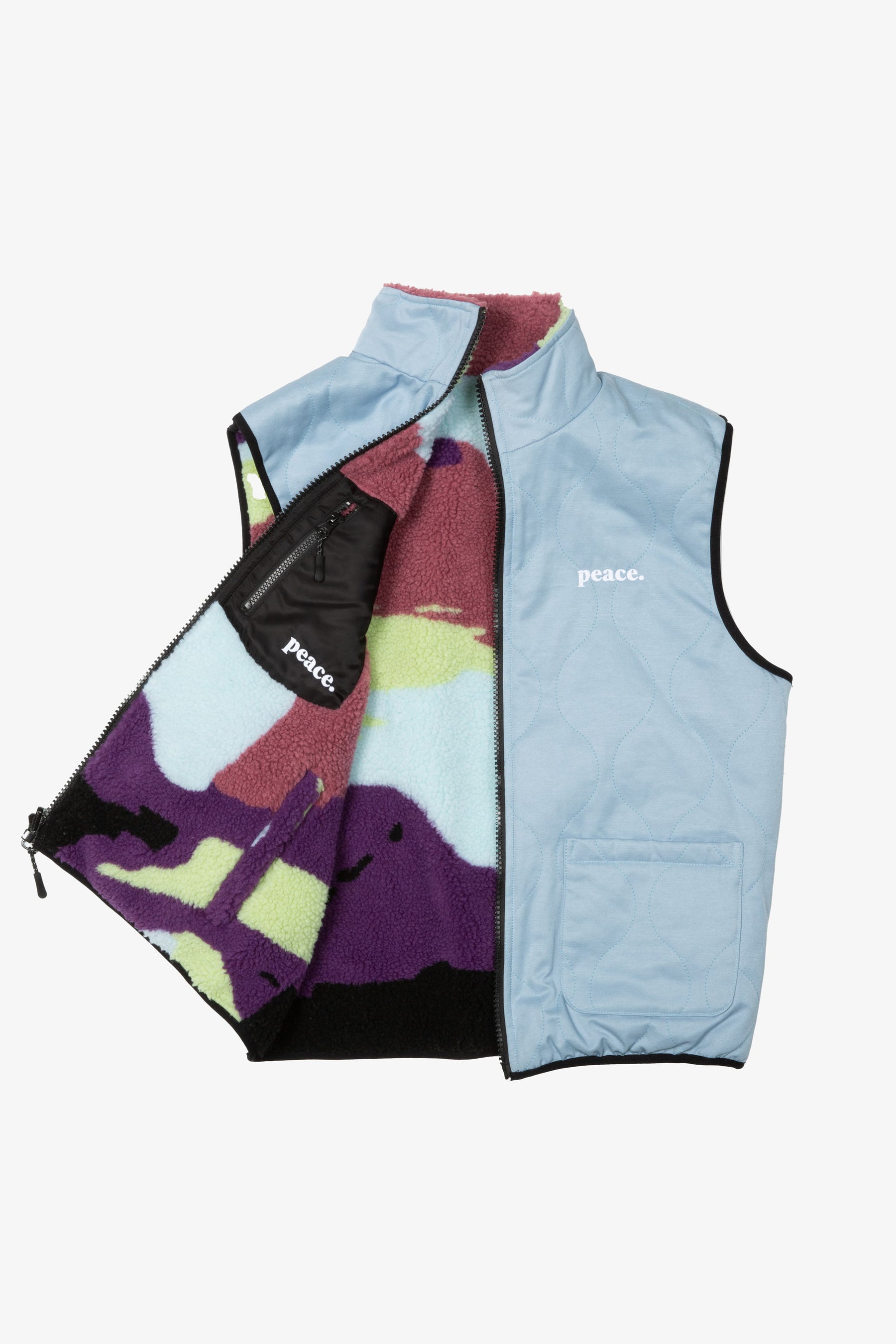 Peace Basics Reversible Quilted Vest - Aurora