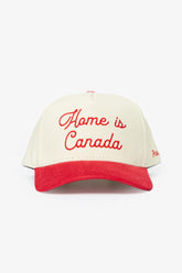 Home is Canada Corduroy A-Frame Cap - Ivory / Red