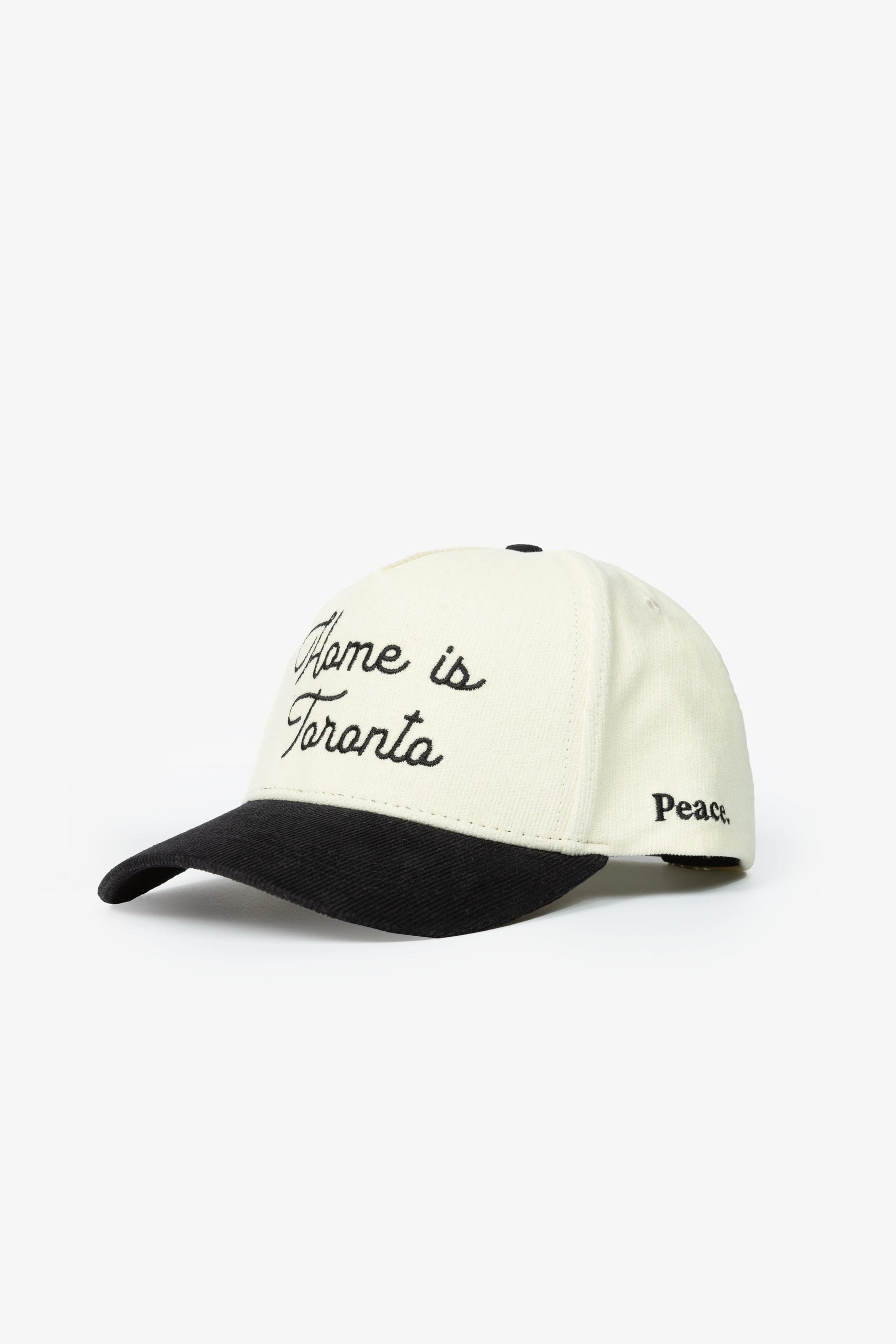 Home is Toronto Corduroy A-Frame Cap - Black / Ivory
