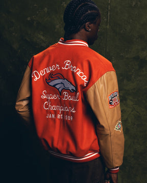 Super Bowl 1998 Denver Broncos vs. Green Bay Packers Varsity Jacket - Orange