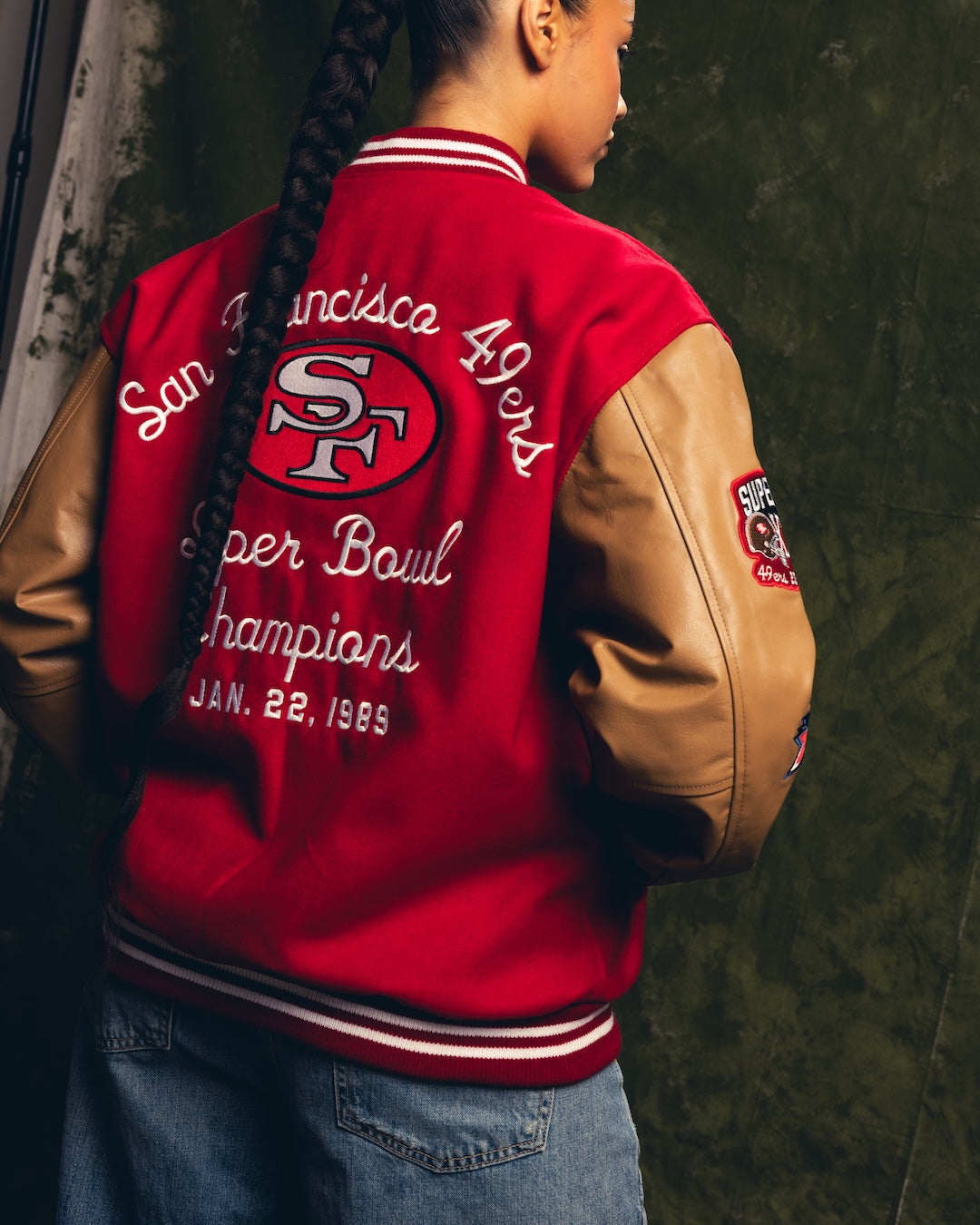 Super Bowl 1989 San Francisco 49ers vs. Cincinnati Bengals Varsity Jacket - Red