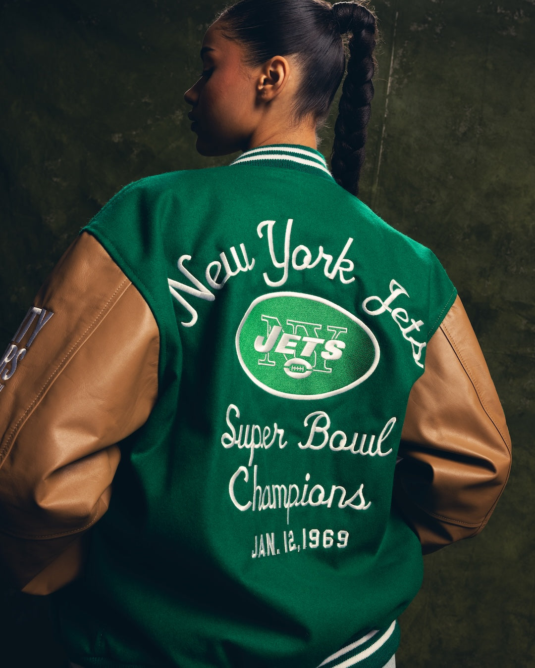 Super Bowl 1969 New York Jets Vs. Baltimore Colts Varsity Jacket - Green