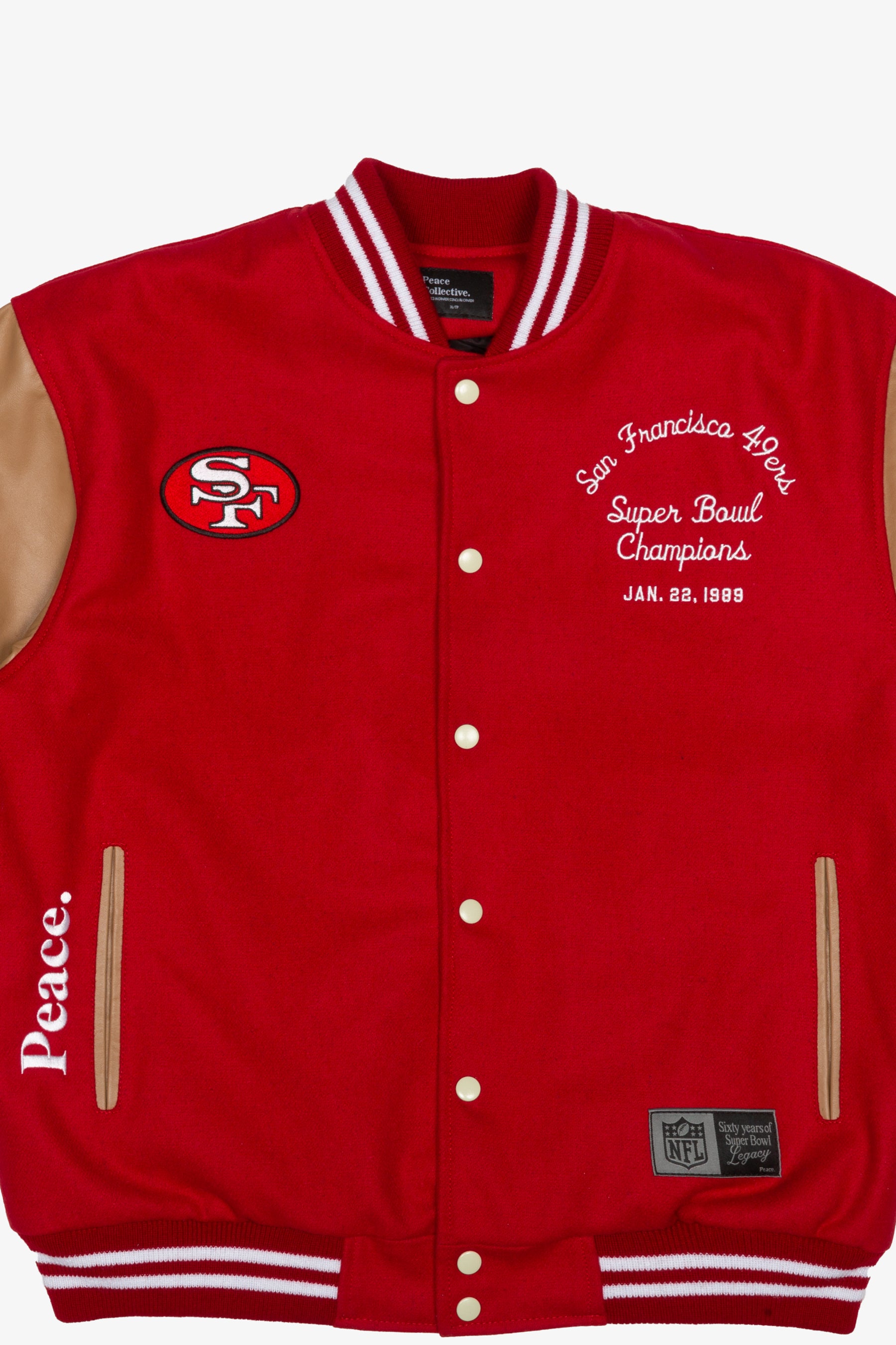 Super Bowl 1989 San Francisco 49ers vs. Cincinnati Bengals Varsity Jacket - Red