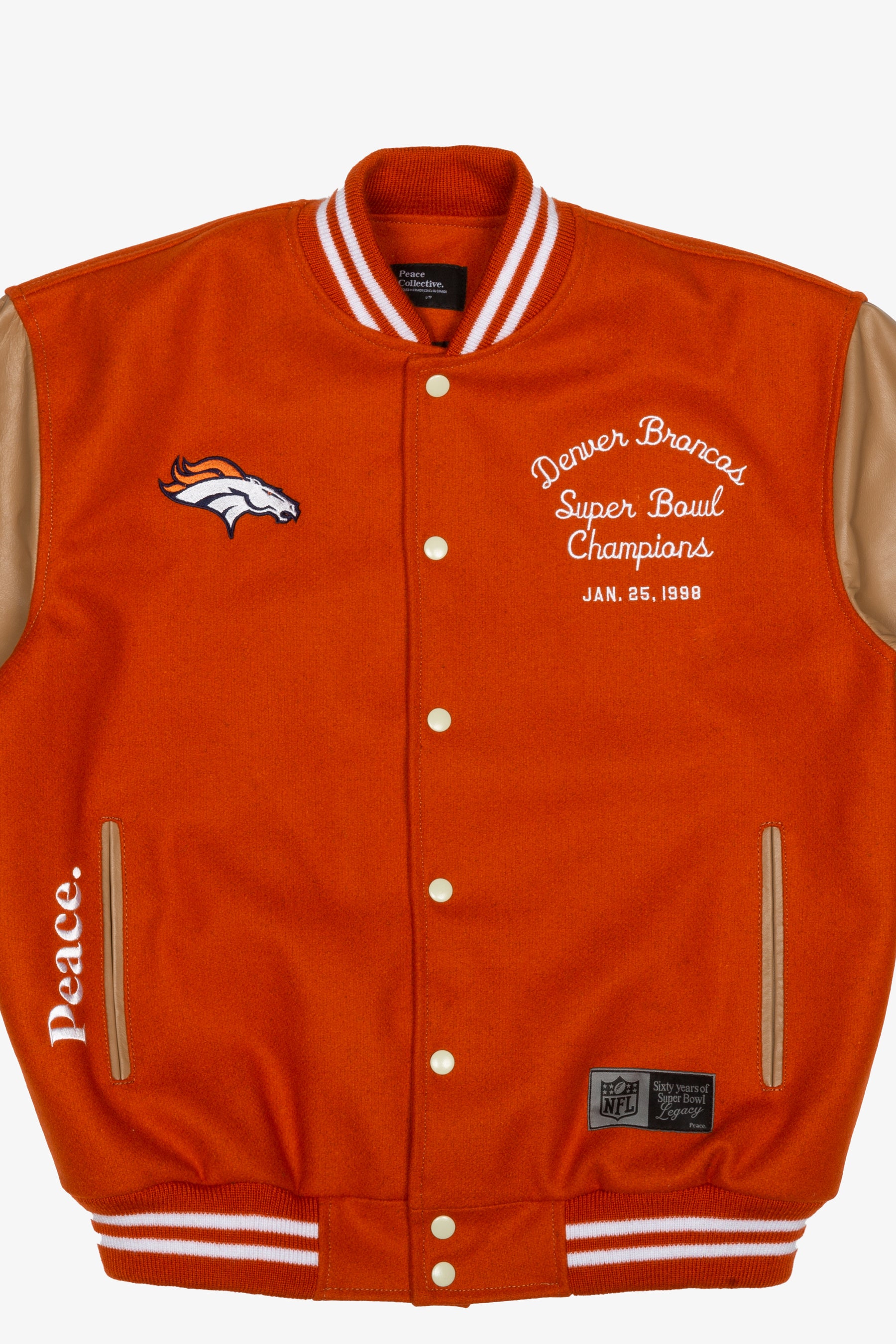 Super Bowl 1998 Denver Broncos vs. Green Bay Packers Varsity Jacket - Orange