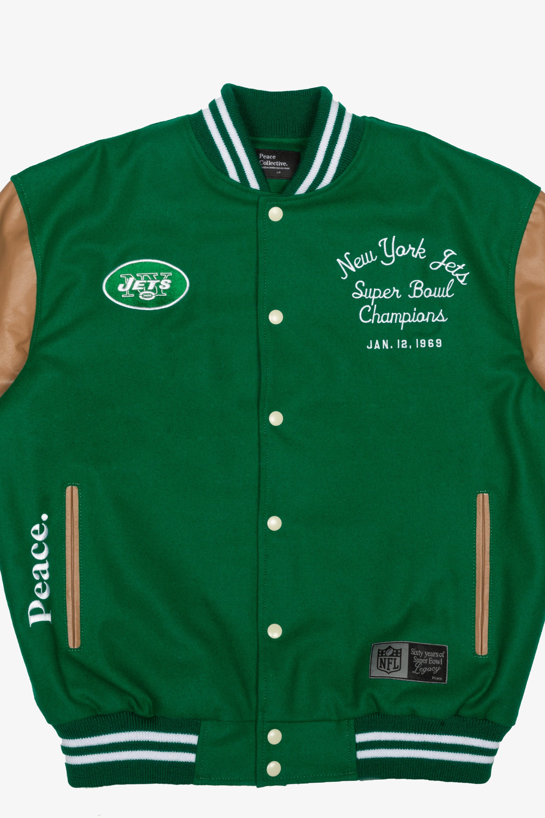 Super Bowl 1969 New York Jets Vs. Baltimore Colts Varsity Jacket - Green