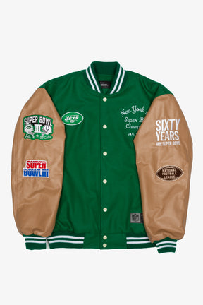 Super Bowl 1969 New York Jets Vs. Baltimore Colts Varsity Jacket - Green