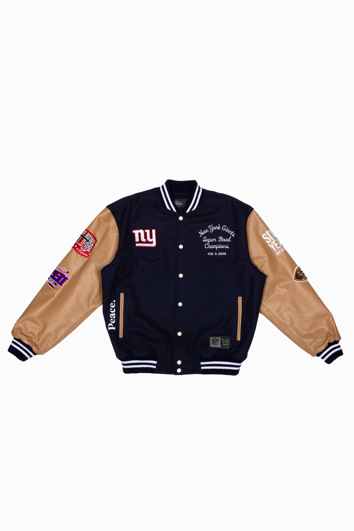 Super Bowl 2008 New York Giants vs. New England Patriots Varsity Jacket - Royal