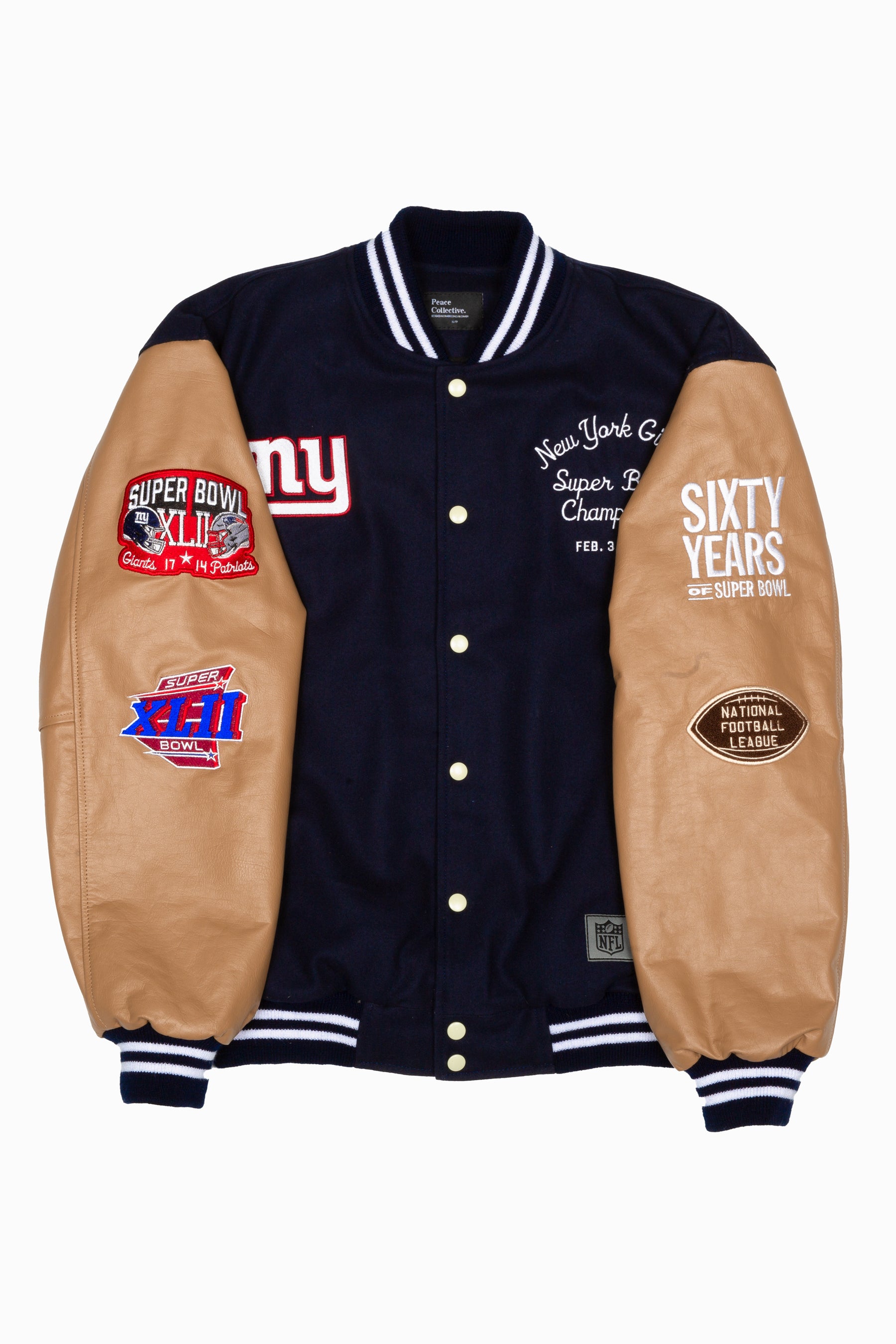 Super Bowl 2008 New York Giants vs. New England Patriots Varsity Jacket - Royal