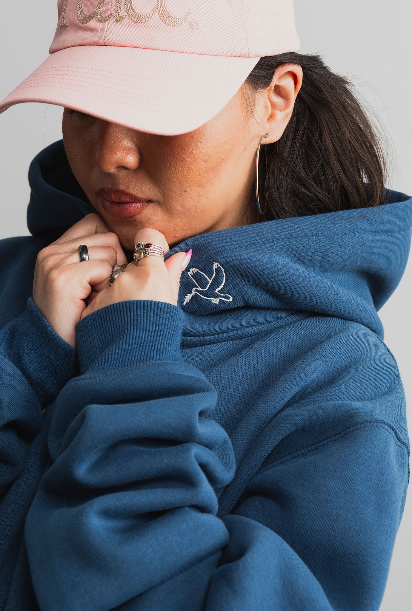 Peace Pigment Dye Heavyweight Full Zip Hoodie - Navy