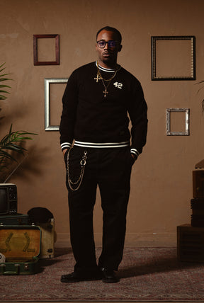 P/C x Jackie Robinson Ribbed Heavyweight Crewneck - Black