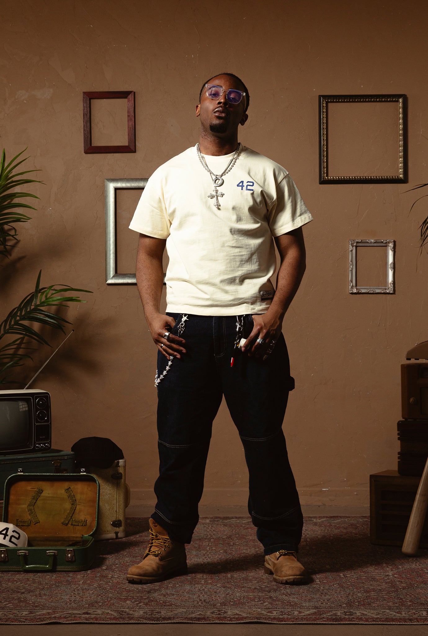 P/C x Jackie Robinson: Vintage Heavyweight T-Shirt - Elfenbein