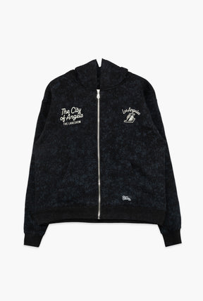 Los Angeles Lakers Sport Through Texture Heavyweight Full Zip Hoodie - Black