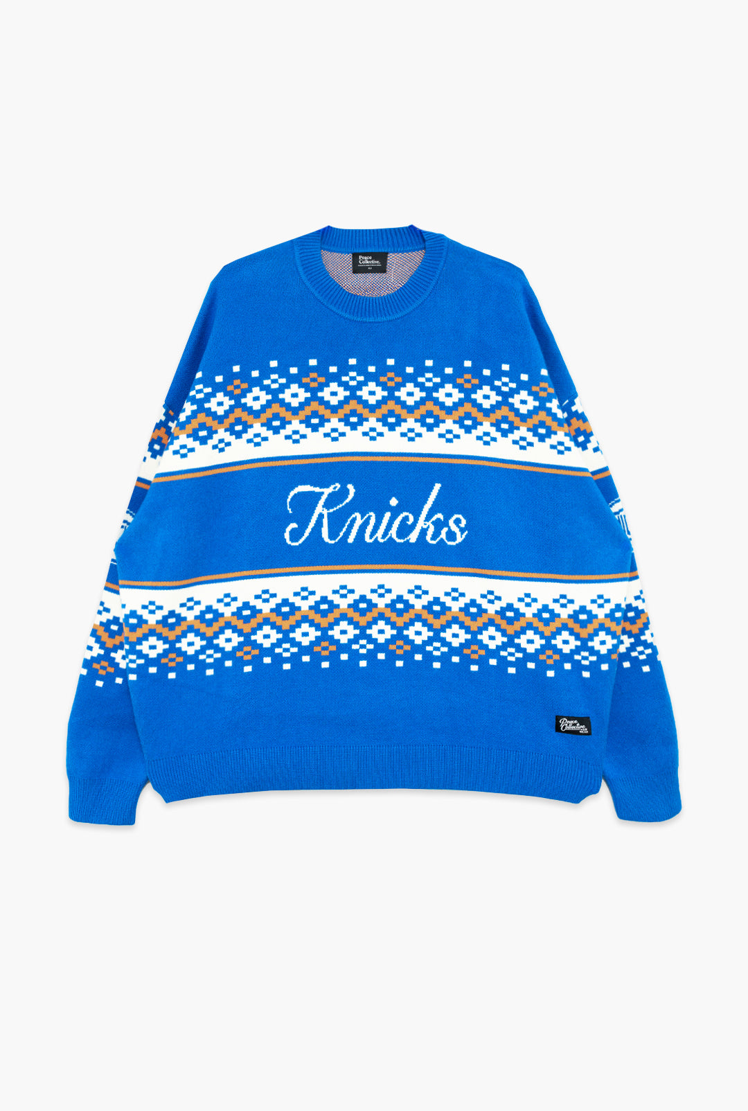 New York Knicks Vintage Clubhouse Fairisle Knit Sweater - Royal