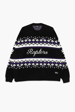 Toronto Raptors Vintage Clubhouse Fairisle Knit Sweater - Black