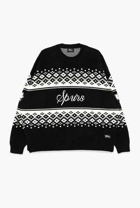 San Antonio Spurs Vintage Clubhouse Fairisle Knit Sweater - Black