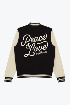 Peace & Love in Toronto Letterman Jacket - Black/Cream