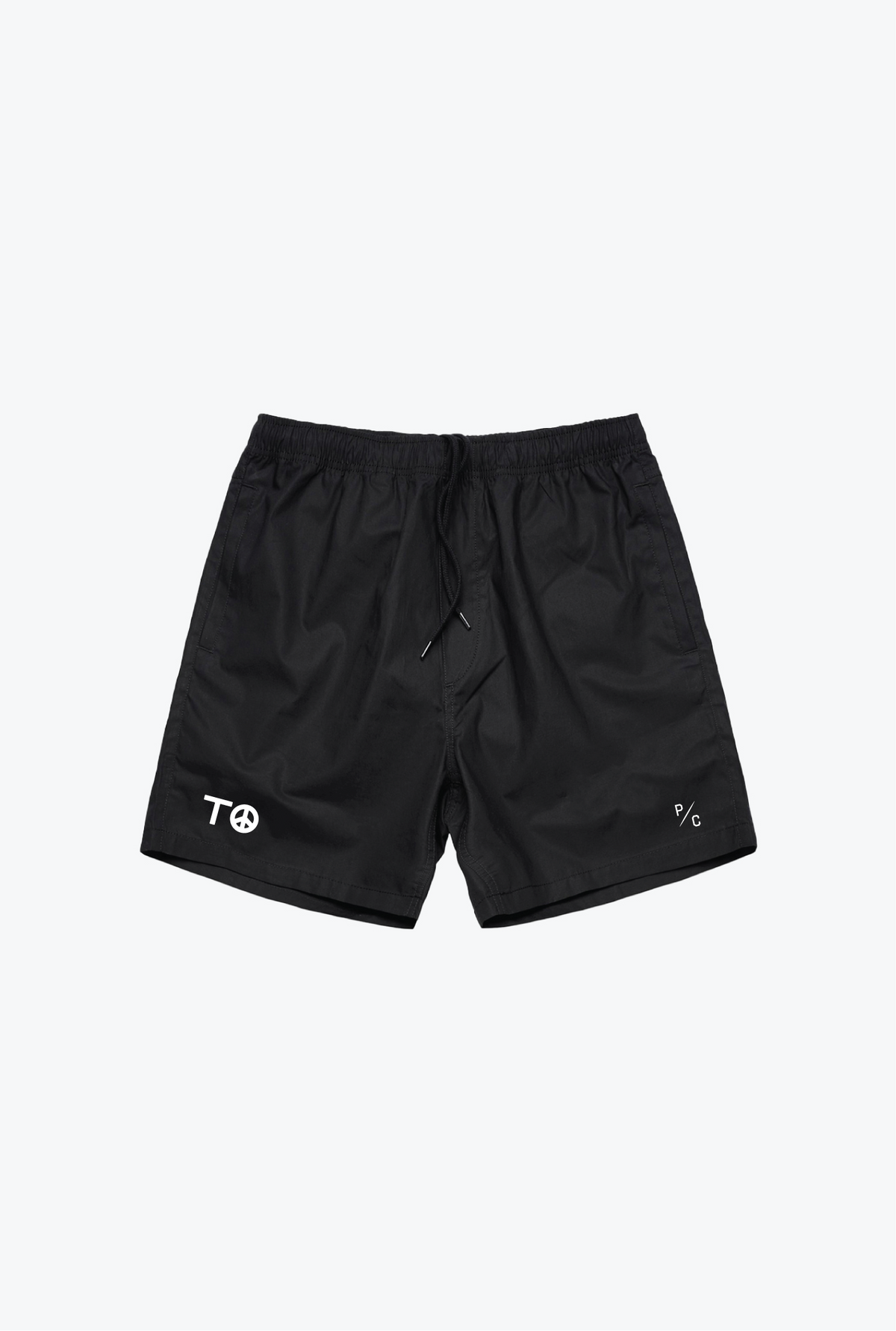 "TO" Peace Sign Board Shorts - Black